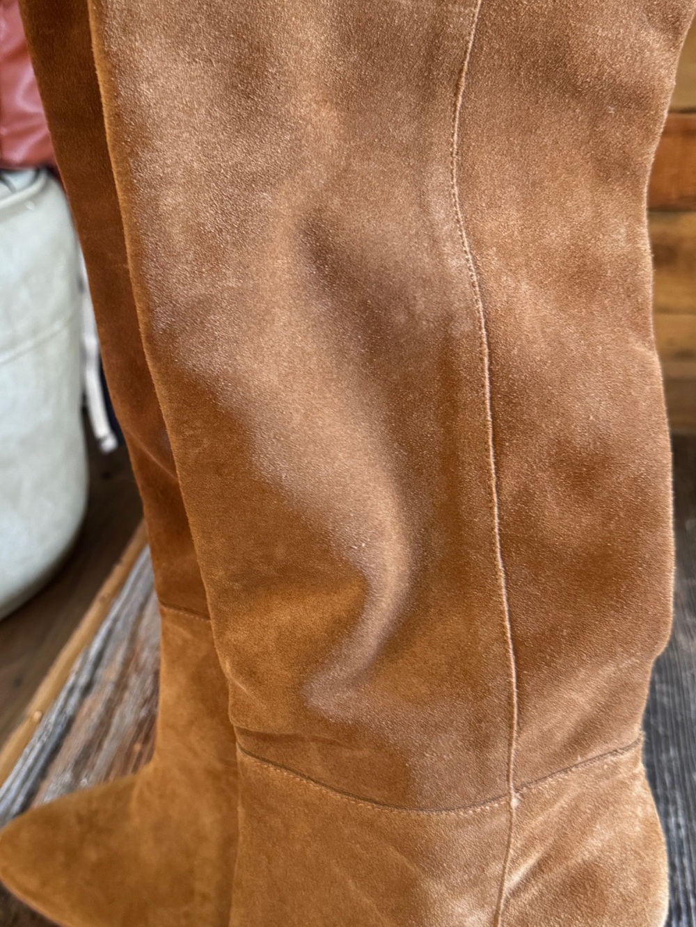 Women's Suede Knee-High Boot in Chestnut Brown